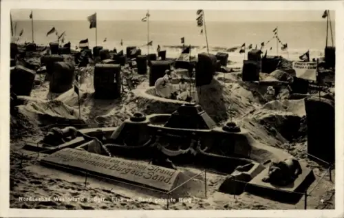 Ak Westerland auf Sylt, Strandpartie, Sandburg