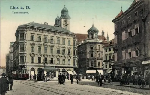 Ak Linz an der Donau Oberösterreich, Taubenmarkt
