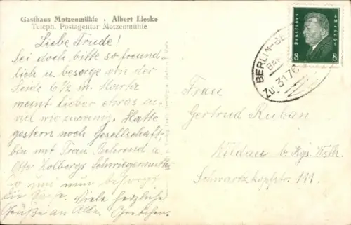 Ak Motzenmühle Motzen Mittenwalde in der Mark, Teilansicht, Seeblick