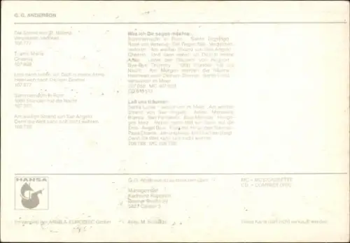 Autogrammkarte Sänger G. G. Anderson, Portrait, Autogramm