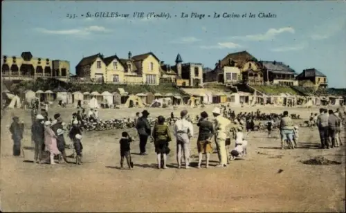 Ak Saint Gilles sur Vie Vendée, Plage, Casino, Chalets