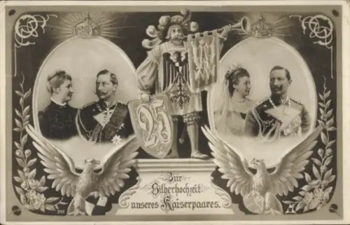 Ak Kaiser Wilhelm II, Kaiserin Auguste Viktoria, Silberhochzeit