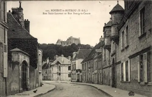 Ak Nogent le Rotrou Eure et Loir, Rue Saint-Laurent, Rue Bourg-le-Comte