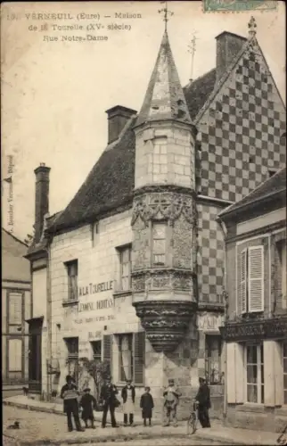 Ak Les Bois Francs Verneuil Eure, Haus La Tourelle, XVe Jahrhundert, Restaurant, Rue Notre-Dame, 