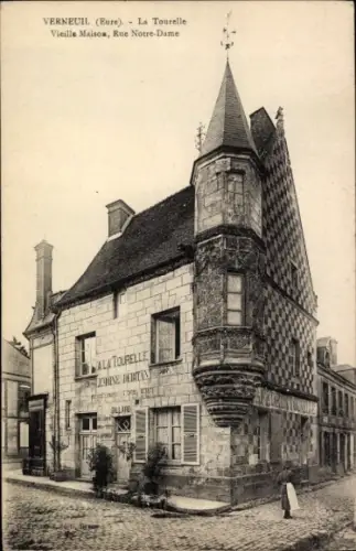 Ak Verneuil sur Avre Eure, Historisches Gebäude, La Tourelle, Rue Notre-Dame, alte Architektur,