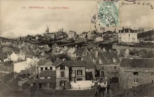 Ak Granville Manche, Blick auf  Quartier d'Hérel, Stadtlandschaft, Fotografie