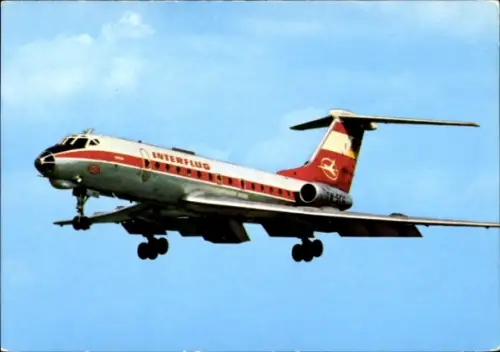 Ak Deutsches Passagierflugzeug Tupolew TU-134, Interflug, Turbinenluftstrahlverkehrsflugzeug