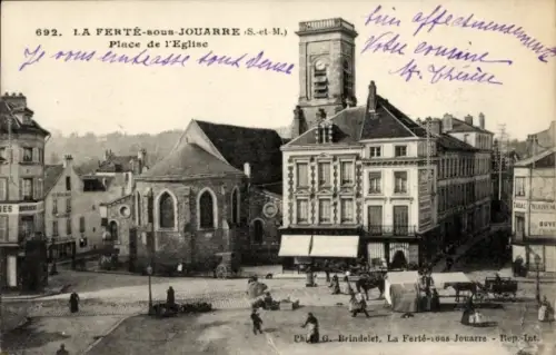 Ak La Ferté sous Jouarre Seine et Marne, Place de l'Eglise