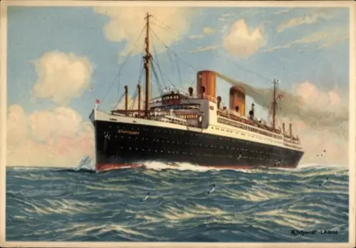 Künstler Ak Dampfer Stuttgart, Norddeutscher Lloyd Bremen, Doppelschraubendampfer