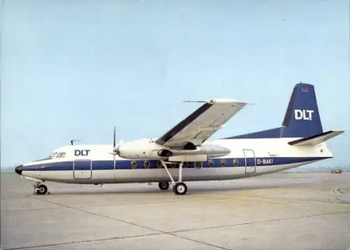 Ak Passagierflugzeug DLT, Partner der Lufthansa, Fokker F 27, D-BAKI