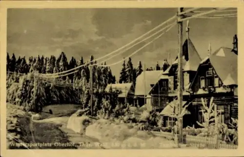Ak Oberhof im Thüringer Wald, Dorfmotiv im Winter