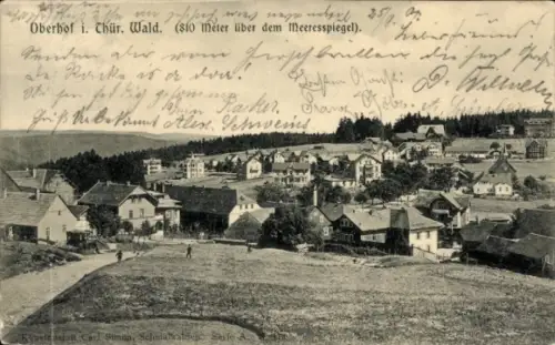 Ak Oberhof im Thüringer Wald, Ansicht von Oberhof, Häuser, Landschaft, 810 Meter über dem Meeress