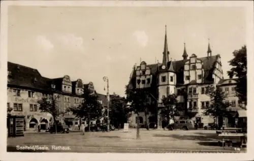 Ak Saalfeld Thüringen, Marktplatz mit Rathaus, Hotel