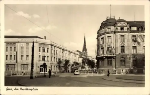 Ak Gera in Thüringen, Vorderansicht des Am Puschkinplatzes,  Gebäude