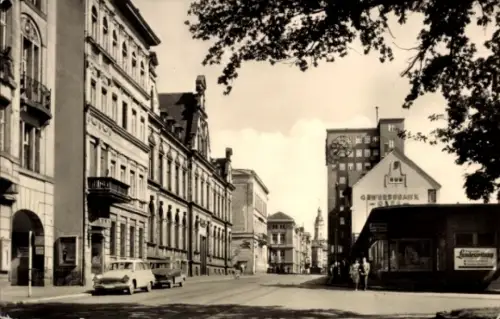 Ak Gera in Thüringen, Stadtansicht, Post und Hochhaus, GEWERBEBANK, 7. Oktober