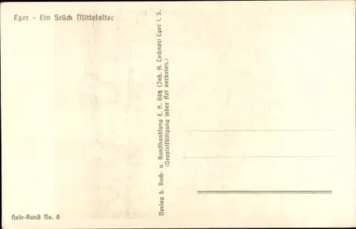 Künstler Ak Cheb Eger Region Karlsbad, Teilansicht, mittelalterlicher Turm
