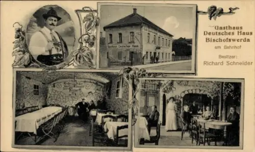 Ak Bischofswerda in Sachsen, Gasthaus Deutsches Haus,  Bahnhof, Richard Schneider