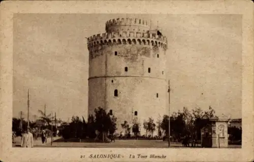 Ak Salonique Saloniki Thessaloniki Griechenland, La Tour Blanche, s Gebäude, Schwarz-Weiß-Foto