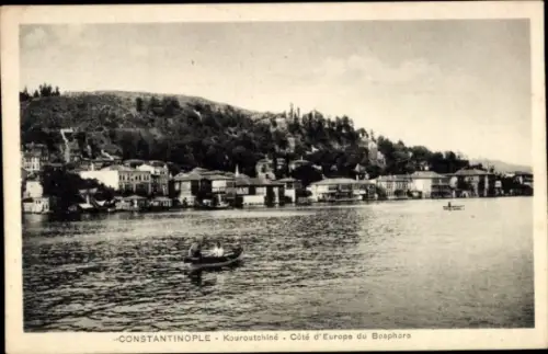 Ak Konstantinopel Istanbul Türkei, Blick auf Kouroutchiné,  Bosporus, Wasser, Boote