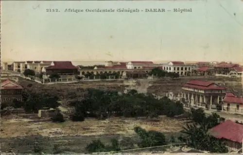 Ak Dakar Senegal, Panorama von Dakar, Krankenhaus, farbige Darstellung