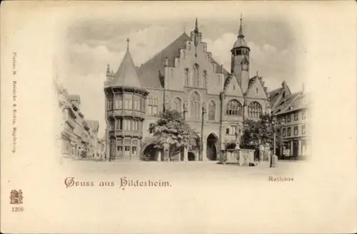 Ak Hildesheim in Niedersachsen, Rathaus,  Architektur, schwarz-weiß, 