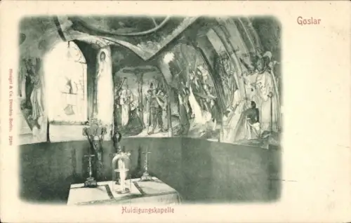 Ak Goslar am Harz, Huldigungskapelle, Wandmalereien, religiöse Darstellungen