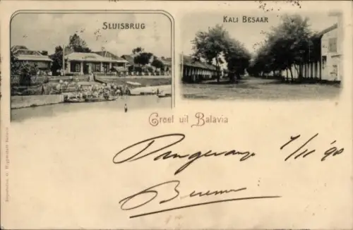 Ak Batavia Jakarta Java Indonesien, Sluisbrug, Kali Besaar