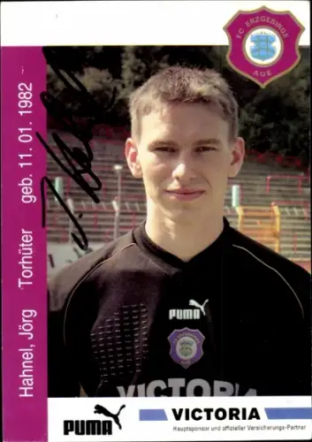 Autogrammkarte Fußballer Jörg Hahnel, FC Erzgebirge Aue, Autogramm