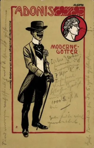 Litho Adonis, Moderne Götter, Mann im Frack