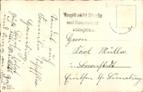 Litho Glückwunsch Pfingsten, Maikäfer, Birke