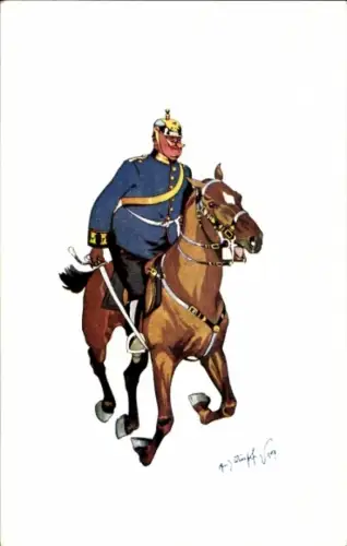 Künstler Ak Schönpflug, Fritz, Offizier zu Pferd