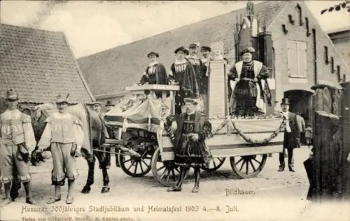 Ak Husum in Nordfriesland, 300 Jahrfeier der Stadt, Heimatfest 1903, histor. Festumzug, Bildhauer