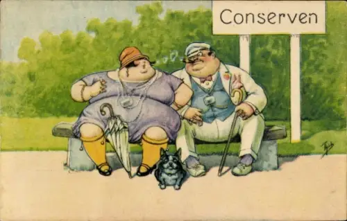 Künstler Ak Thiele, Arthur, Conserven, Humor