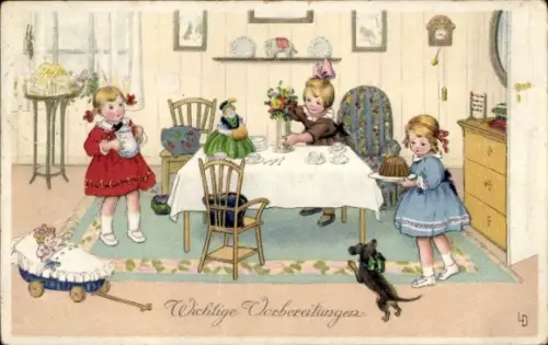 Künstler Ak Glückwunsch Geburtstag, Kinder, Dackel, Meissner & Buch 2443