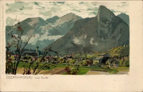 Künstler Ak Diemer, Zeno, Oberammergau in Oberbayern, Gesamtansicht