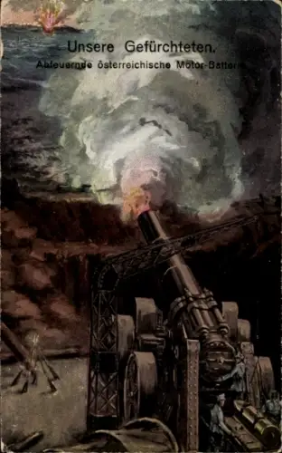 Ak KuK-Armee, Abfeuernde österreichische Motor-Batterie