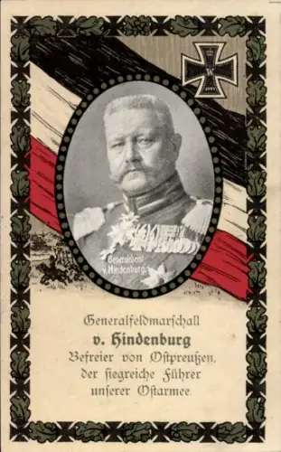 Passepartout Ak Generalfeldmarschall Paul von Hindenburg, Eisernes Kreuz
