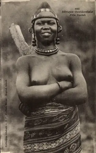 Ak Barbusige Afrikanerin, Porträt, Schmuck