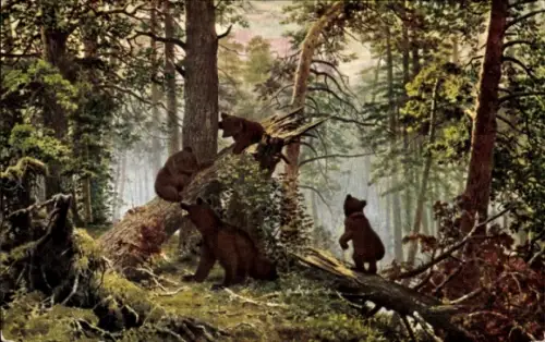 Künstler Ak Bären im Wald
