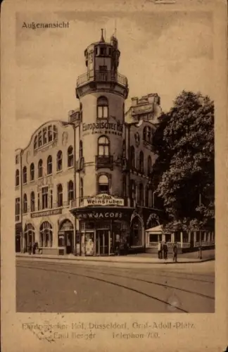 Ak Düsseldorf am Rhein, Europäischer Hof, Graf-Adolf-Platz