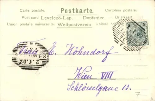Litho Glückwunsch Neujahr 1902, Zwerge, Schwein