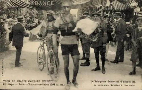 CPA Tour de France Cycliste Peugeot, Vainqueur Guenot, Deuxieme Valotton