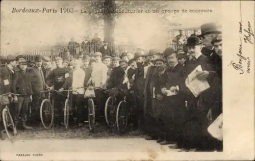 CPA Bordeaux-Paris 1903, Groupe de coureurs