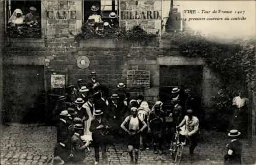 CPA Vire, Tour de France 1907, Les premiers Coureurs au controle