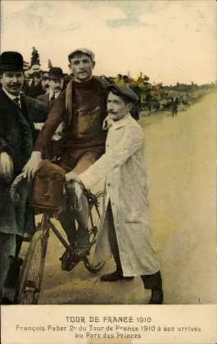 CPA Tour de France 1910, Francois Faber a son arrivee au Parc des Princes