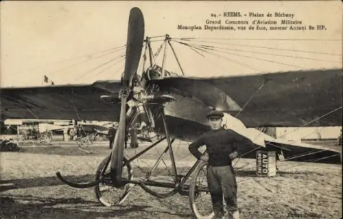 CPA Reims, Plaine de Bétheny, Grand Concours d'Aviation Militaire, Monoplan Deperdussin