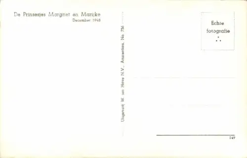 Ak Prinzessin Martgriet und Marijke der Niederlande, Dezember 1948