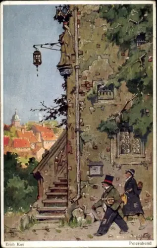 Künstler Ak Kux, E., Feierabend