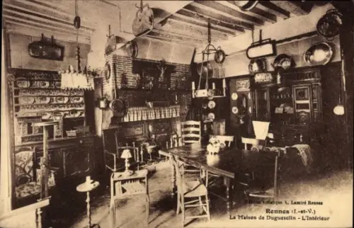 Ak Rennes Ille et Vilaine, Maison Du Guesclin, Inneneinrichtung