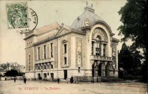 Ak Évreux Eure, Théâtre d' s Gebäude, farbig